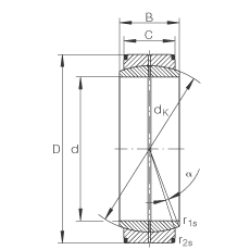 关节轴承 GE1000-DO, 根据 DIN ISO 12 240-1 标准，需维护