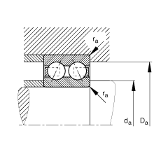 角接触球轴承 3805-B-TVH, 双列，接触角 α = 25°