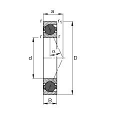 主轴轴承 HCB7022-E-T-P4S, 调节,成对或单元安装,接触角 α = 25°,陶瓷球,限制公差 主轴轴承 HCB7022-E-T-P4S, 调节,成对或单元安装,接触角 α = 25°,陶瓷球,限制公差