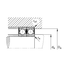 主轴轴承 B7028-C-2RSD-T-P4S, 调节，成对安装，接触角 α = 15°，两侧唇密封，非接触，加严公差