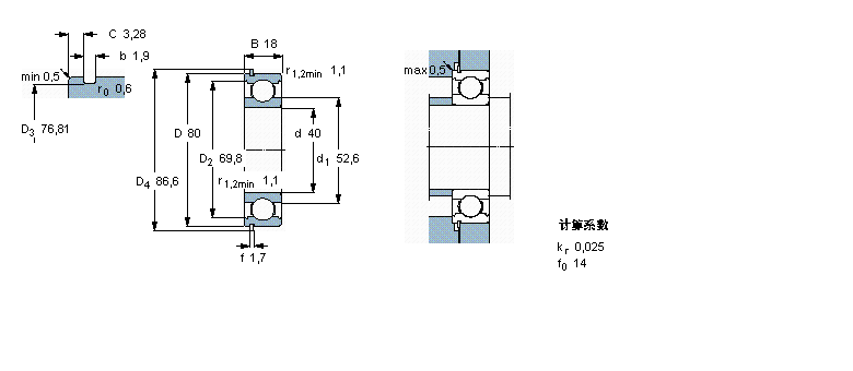 SKF 深沟球6208NR样本图片