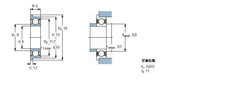 SKF 深沟球W628/6-2ZR样本图片