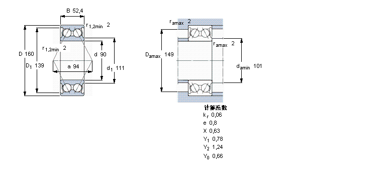 SKF 角接触球3218A/W64样本图片