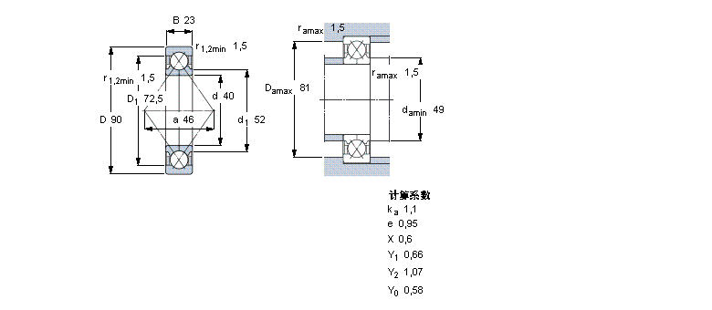 SKF 角接触球QJ308MA样本图片