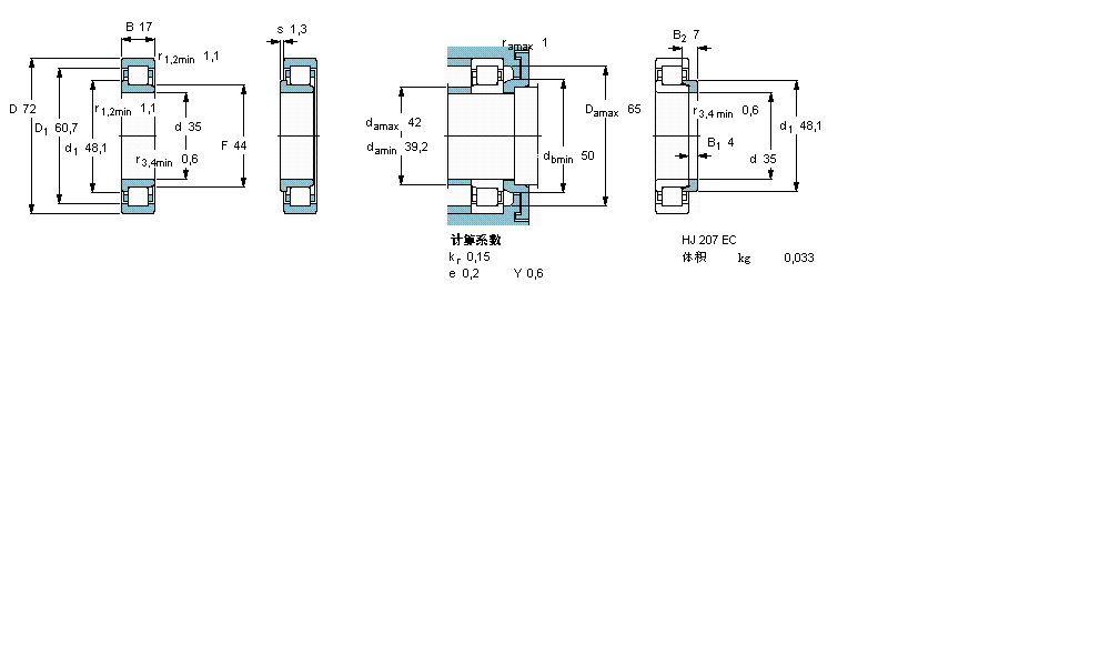 SKF 圆柱滚子NJ207ECP样本图片