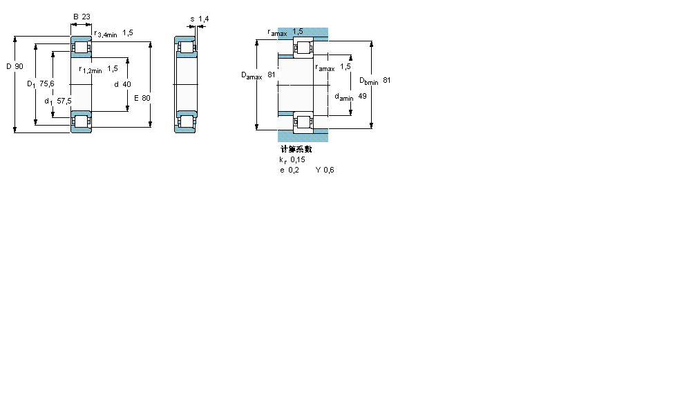 SKF 圆柱滚子NF308ECP样本图片