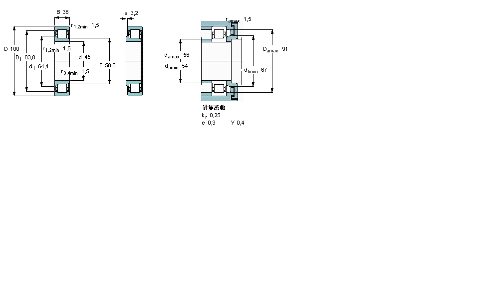 SKF 圆柱滚子NJ2309ECP样本图片