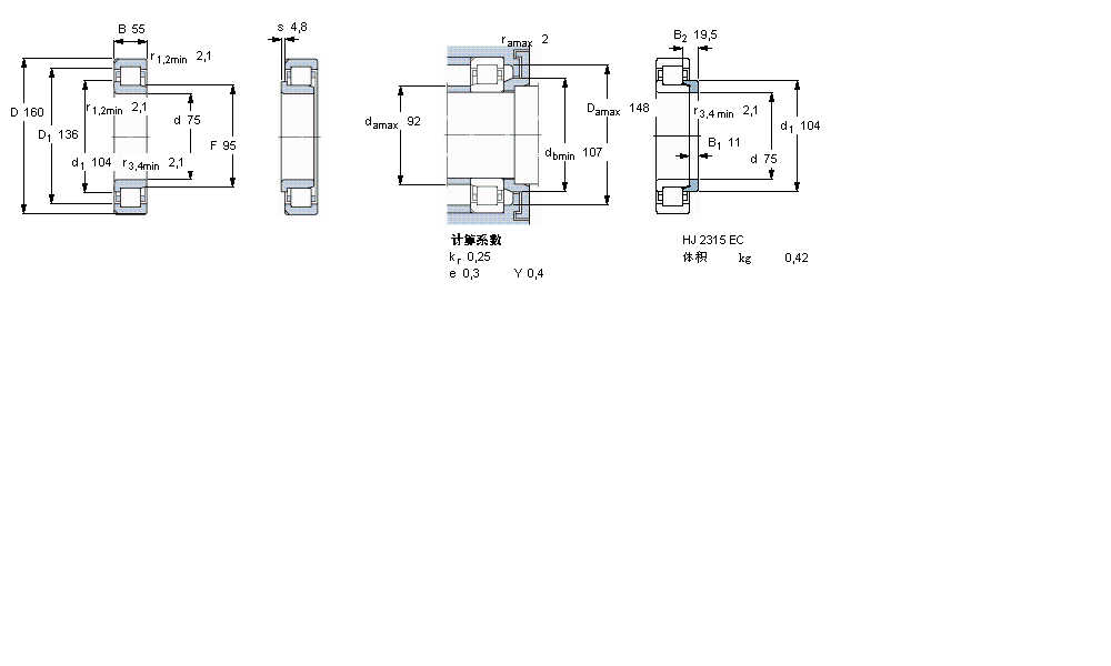SKF 圆柱滚子NJ2315ECN2ML样本图片