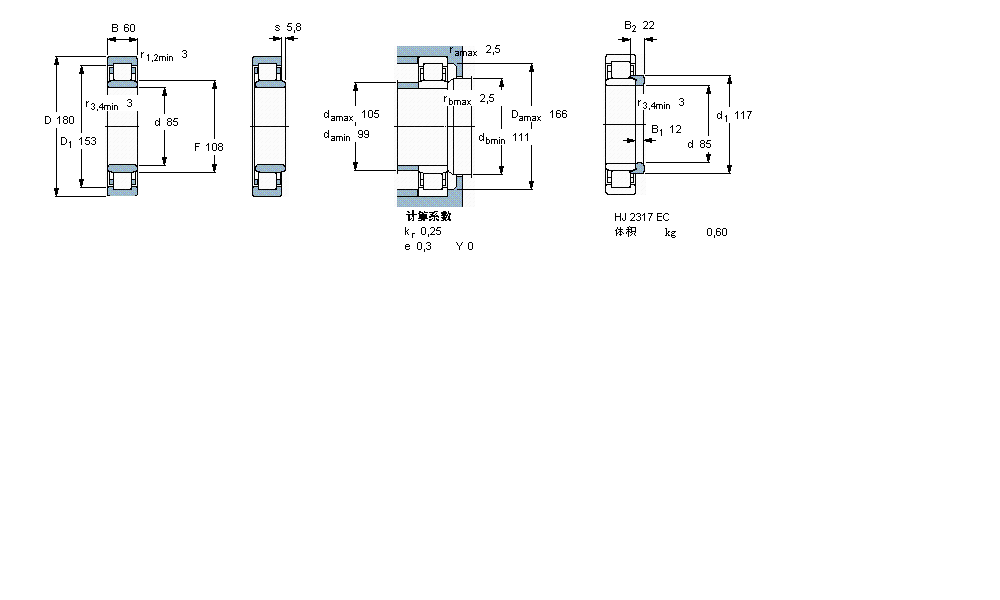 SKF 圆柱滚子NU2317ECM样本图片