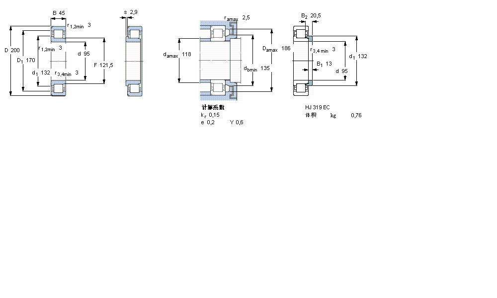 SKF 圆柱滚子NJ319ECN2ML样本图片