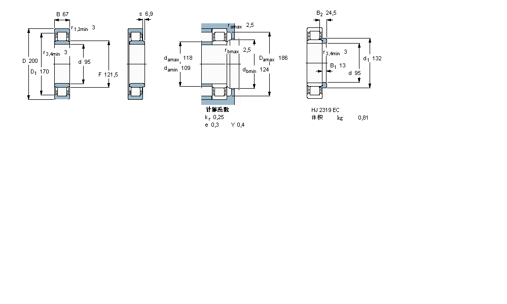 SKF 圆柱滚子NU2319ECML样本图片