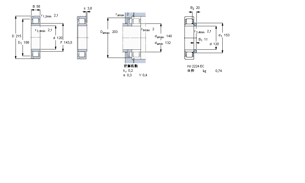 SKF 圆柱滚子NU2224ECNML样本图片