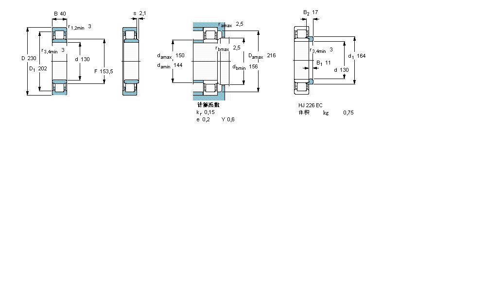 SKF 圆柱滚子NU226ECML样本图片