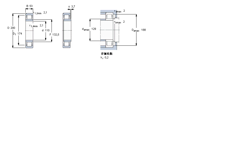 SKF 圆柱滚子NU2222ECN1ML样本图片