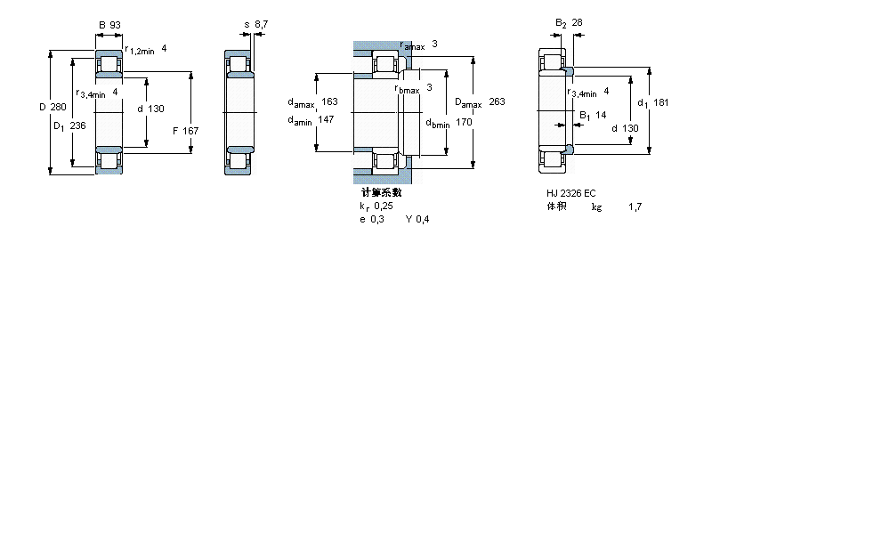 SKF 圆柱滚子NU2326ECMA样本图片
