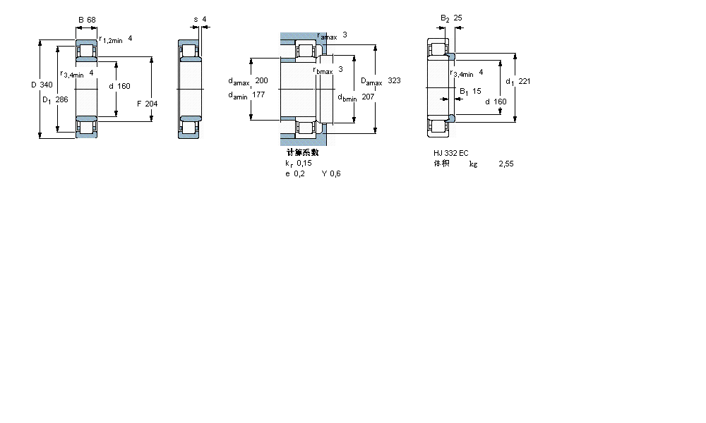 SKF 圆柱滚子NU332ECM样本图片