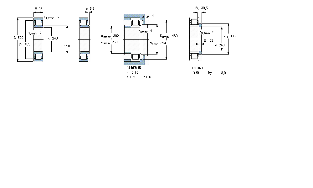 SKF 圆柱滚子NU348M样本图片