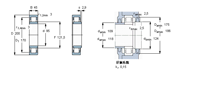 SKF 圆柱滚子NU319ECM/C3VL0241样本图片