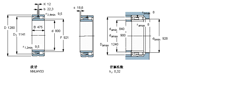 SKF 圆柱滚子NNU41/800M/W33样本图片