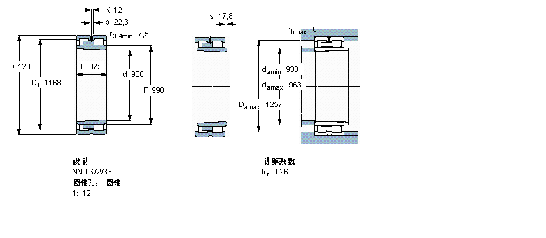 SKF 圆柱滚子NNU40/900KM/W33样本图片