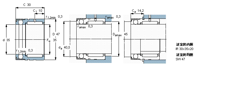 SKF 组合式滚针NX35样本图片
