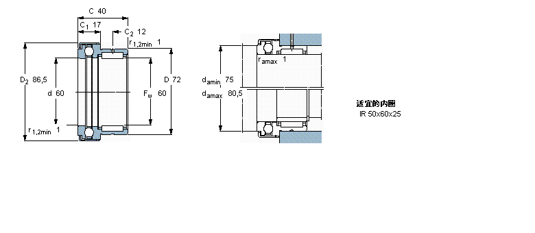 SKF 组合式滚针NKX60Z样本图片