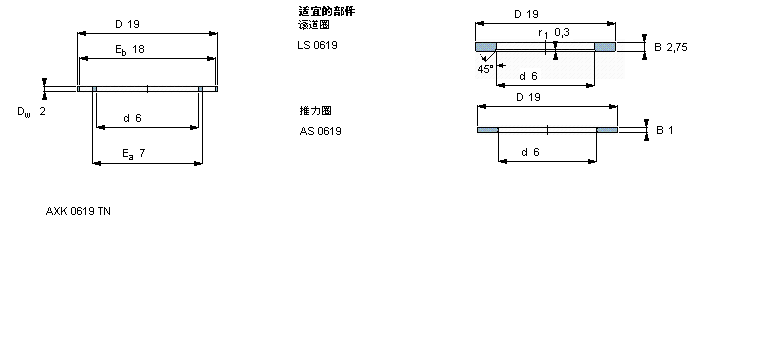 SKF 滚针推力AXK0619TN样本图片
