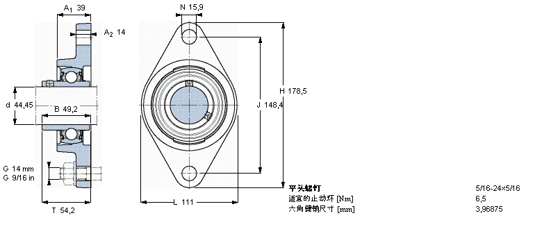 SKF 用于高温的Y-单元，带法兰单元，椭圆座FYT1.3/4TF/VA201样本图片