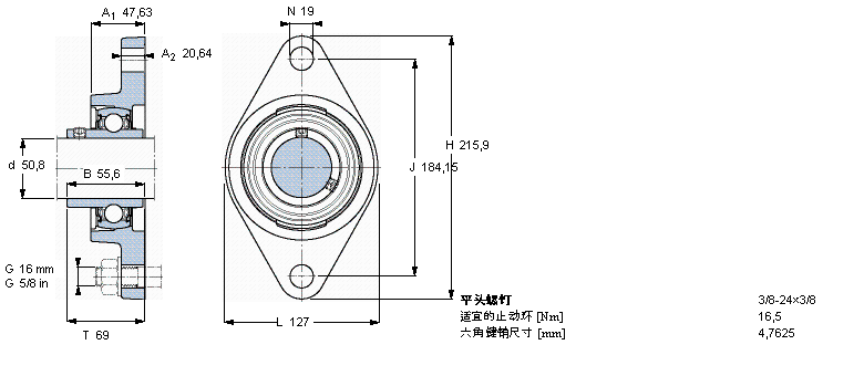SKF 用于高温的Y-单元，带法兰单元，椭圆座FYT2.TF/VA228样本图片