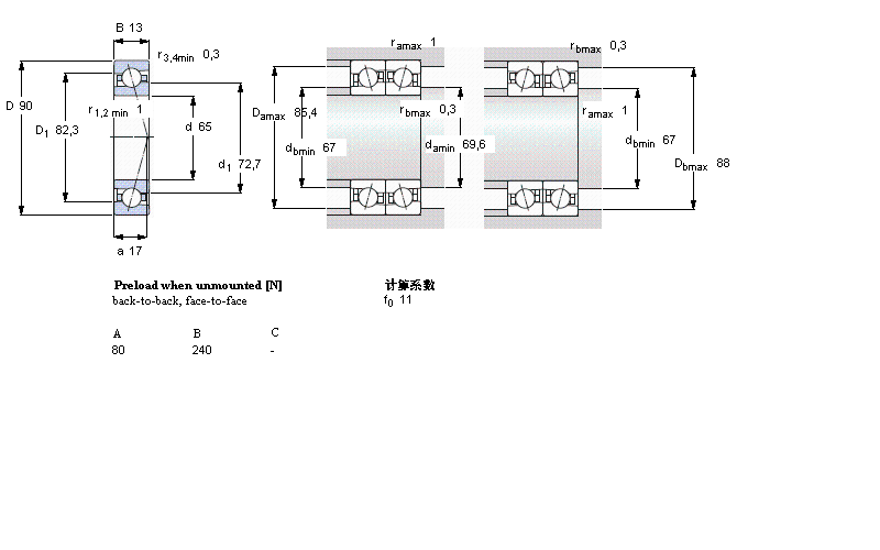 SKF 角接触球71913CE/HCP4A样本图片