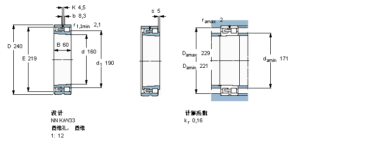 SKF 圆柱滚子NN3032K/SPW33样本图片