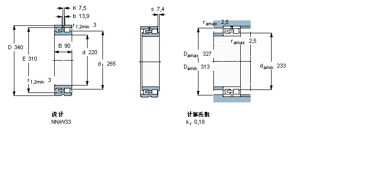 SKF 圆柱滚子NN3044/SPW33样本图片