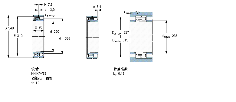 SKF 圆柱滚子NN3044K/SPW33样本图片
