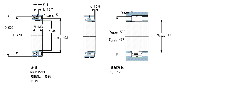 SKF 圆柱滚子NN3068K/SPW33样本图片