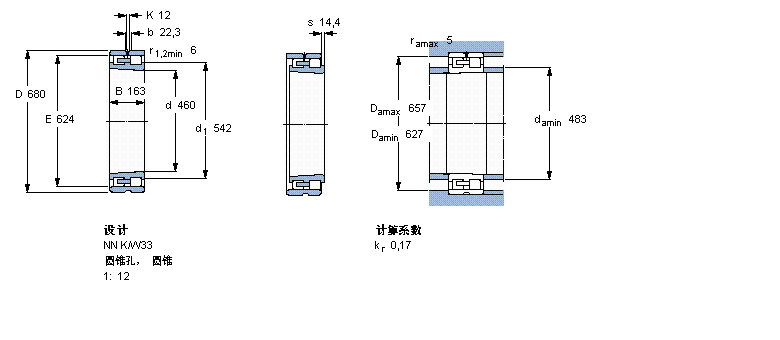 SKF 圆柱滚子NN3092K/SPW33样本图片