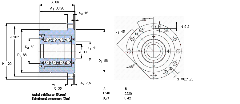 SKF 角接触推力球 for screw drivesFBSA206A/QFC样本图片