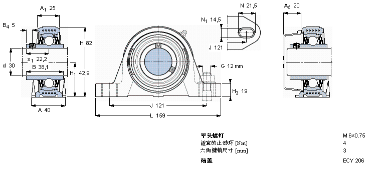 SKF Y-型立式座单元SYKC30NTH样本图片