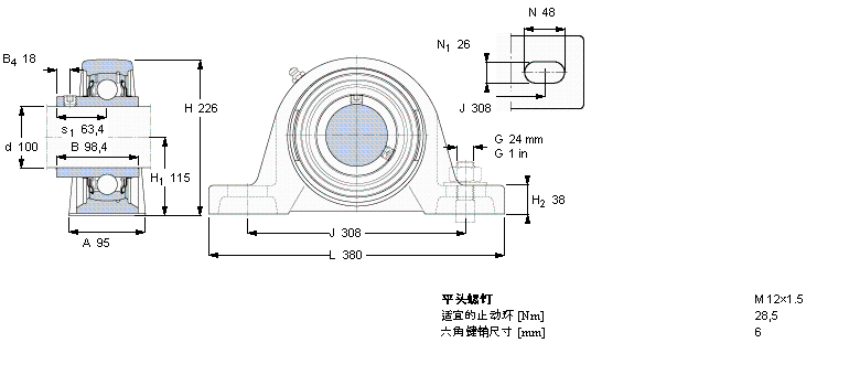 SKF Y-型立式座单元SYJ100TF样本图片