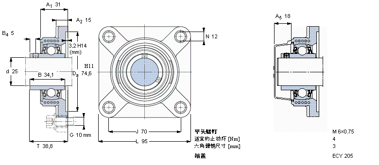 SKF Y-型带法兰单元FYK25TR样本图片