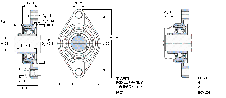SKF Y-型带法兰单元FYTBK25TR样本图片