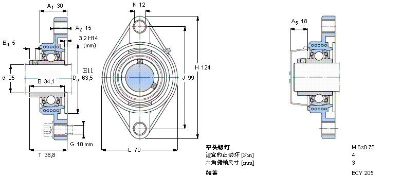 SKF Y-型带法兰单元FYTBKC25NTR/VE495样本图片