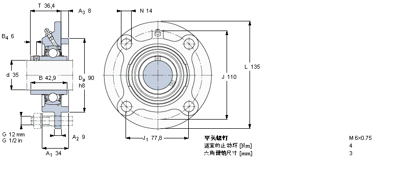 SKF Y-型带法兰单元FYC35TF样本图片