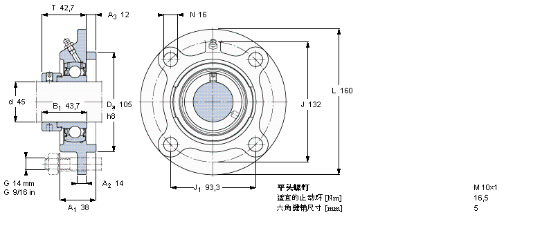 SKF Y-型带法兰单元FYC45FM样本图片