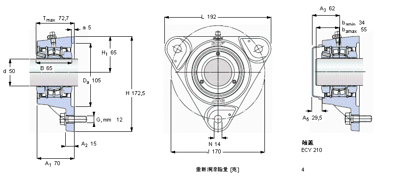SKF 带法兰的滚子单元FYNT50F样本图片