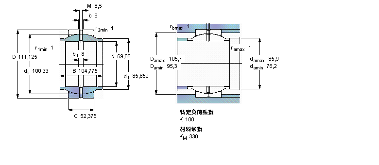SKF 需要维护的径向球面滑动GEZM212ES样本图片
