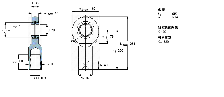 SKF 需要维护的杆端SIA70ES-2RS样本图片